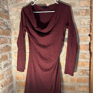 Ann Taylor Burgundy Long Sleeve Dress